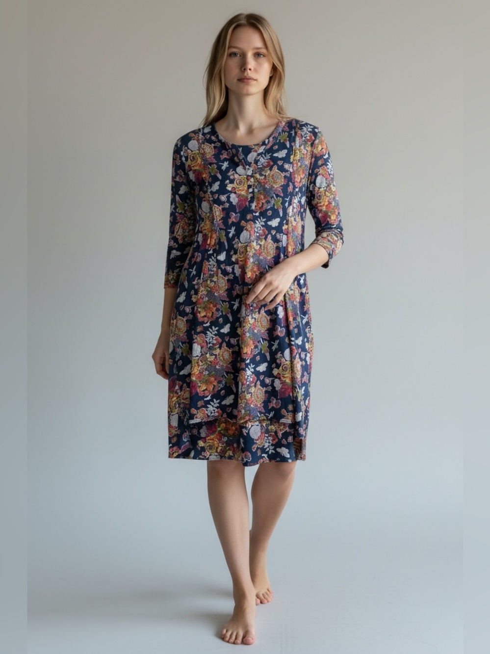 Trovata Birds of Paradise Lucca Shift Tunic Dress Women Medium Floral Boho Beach - Picture 2 of 16